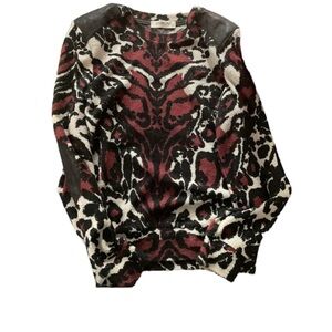 2/$40 Sam & Lavi Lightweight patterned sweater with elbow patches, shoulder pads
